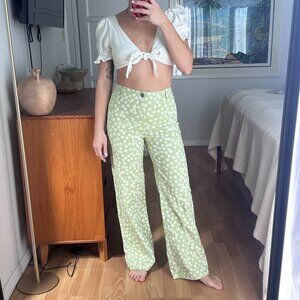 NWT Roxy Retro High Waisted Flare Pants Flowers Spring Girly - 26